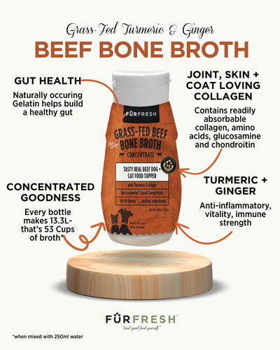 Grass-Fed Beef Bone Broth with Turmeric & Ginger Dog & Cat Food Topper