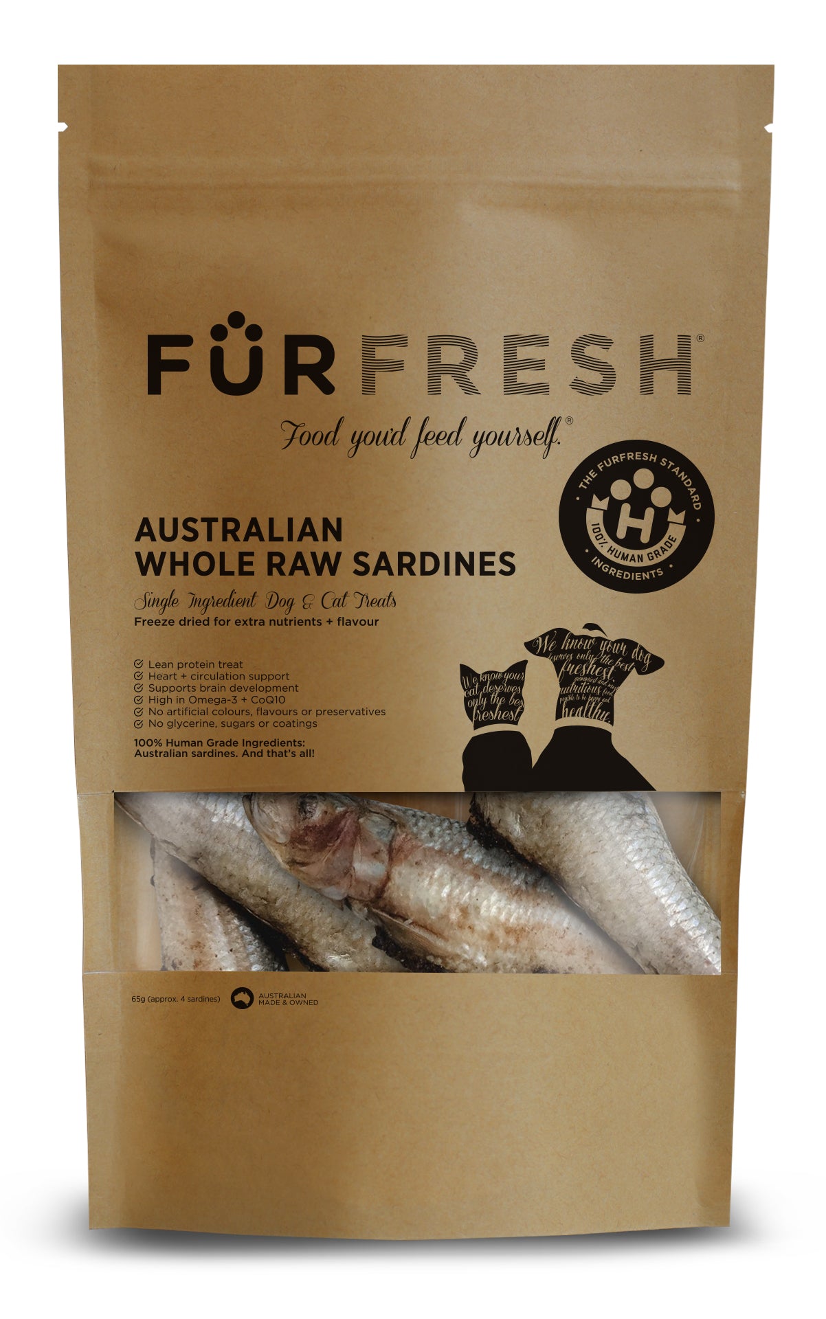 Low Fat Dog Cat Treats Australian Whole Raw Sardines Freeze