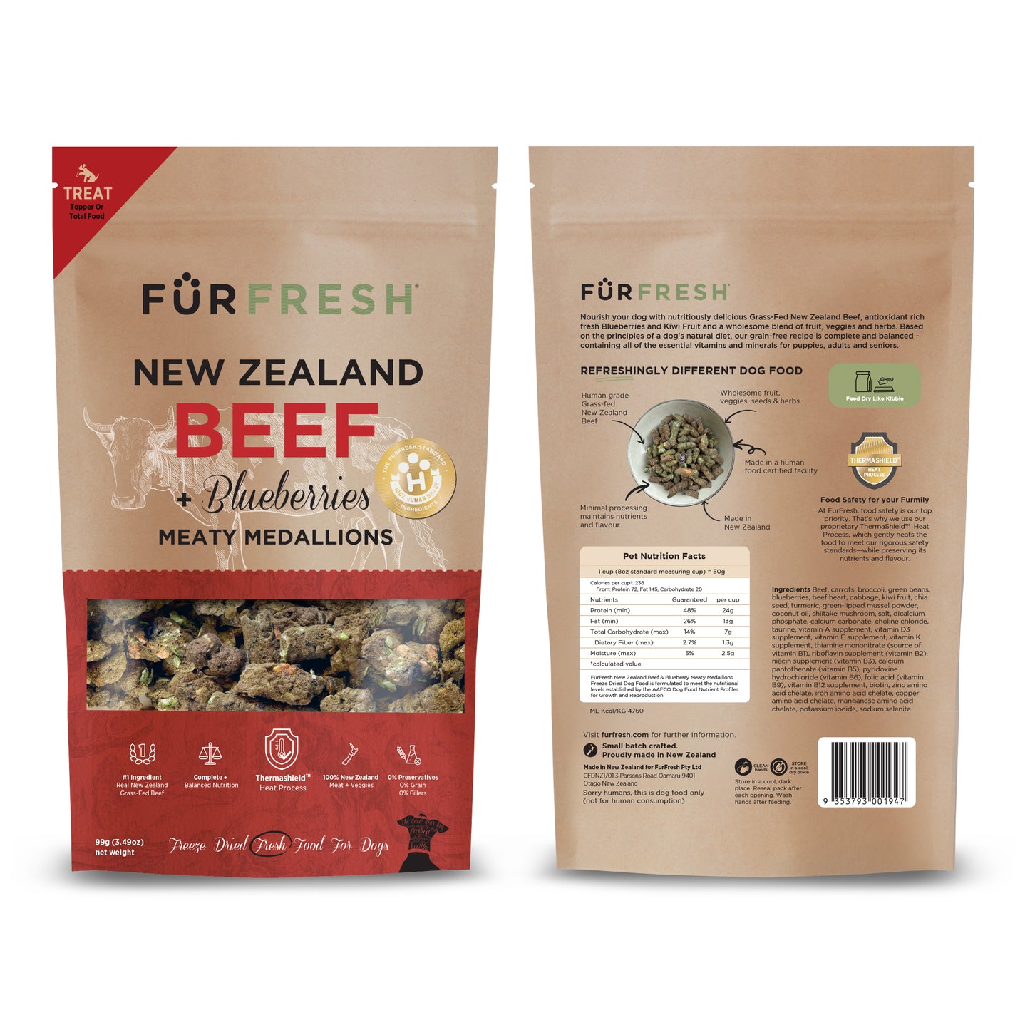 New Zealand Beef + Blueberries Freeze Dried Daily Dog Food