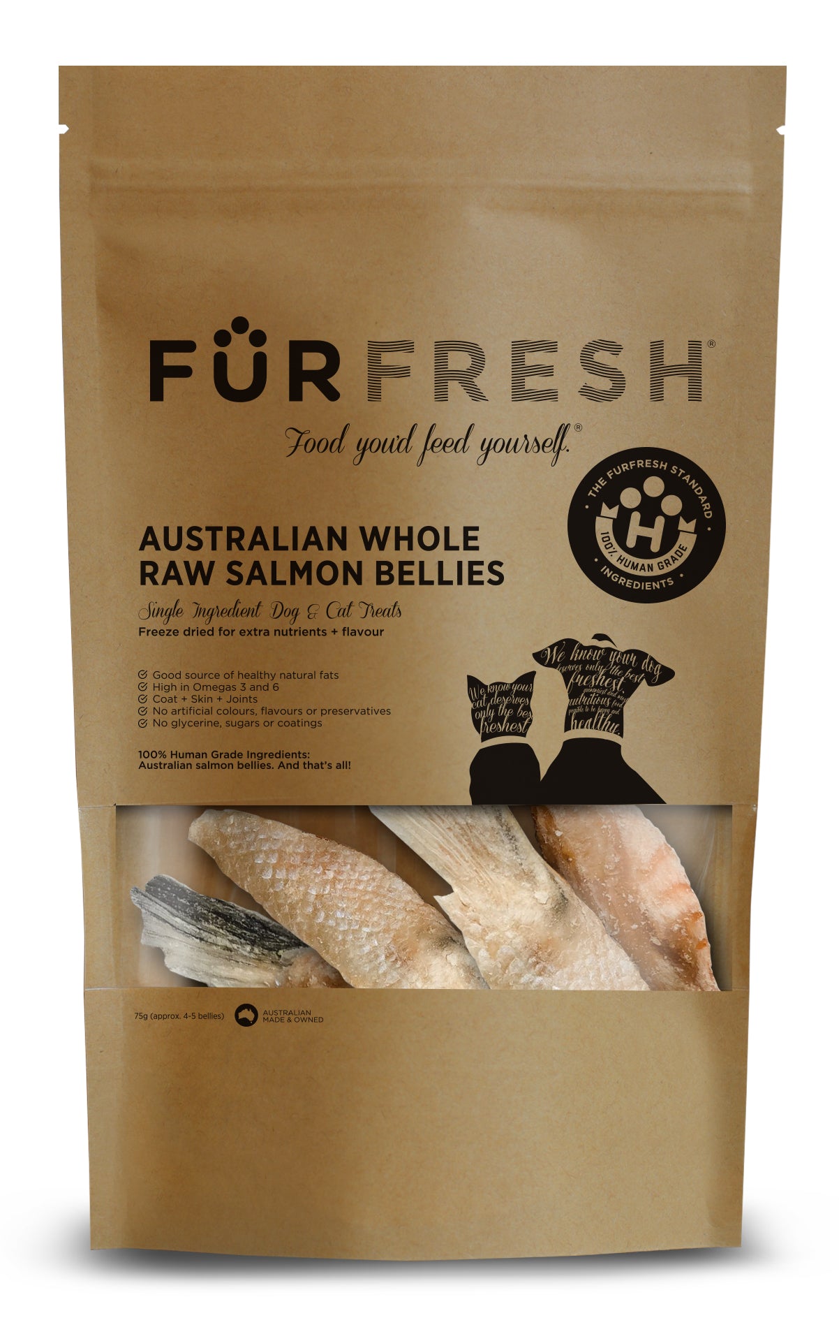 FurFresh Australian Whole Raw Salmon Bellies Freeze Dried 75G